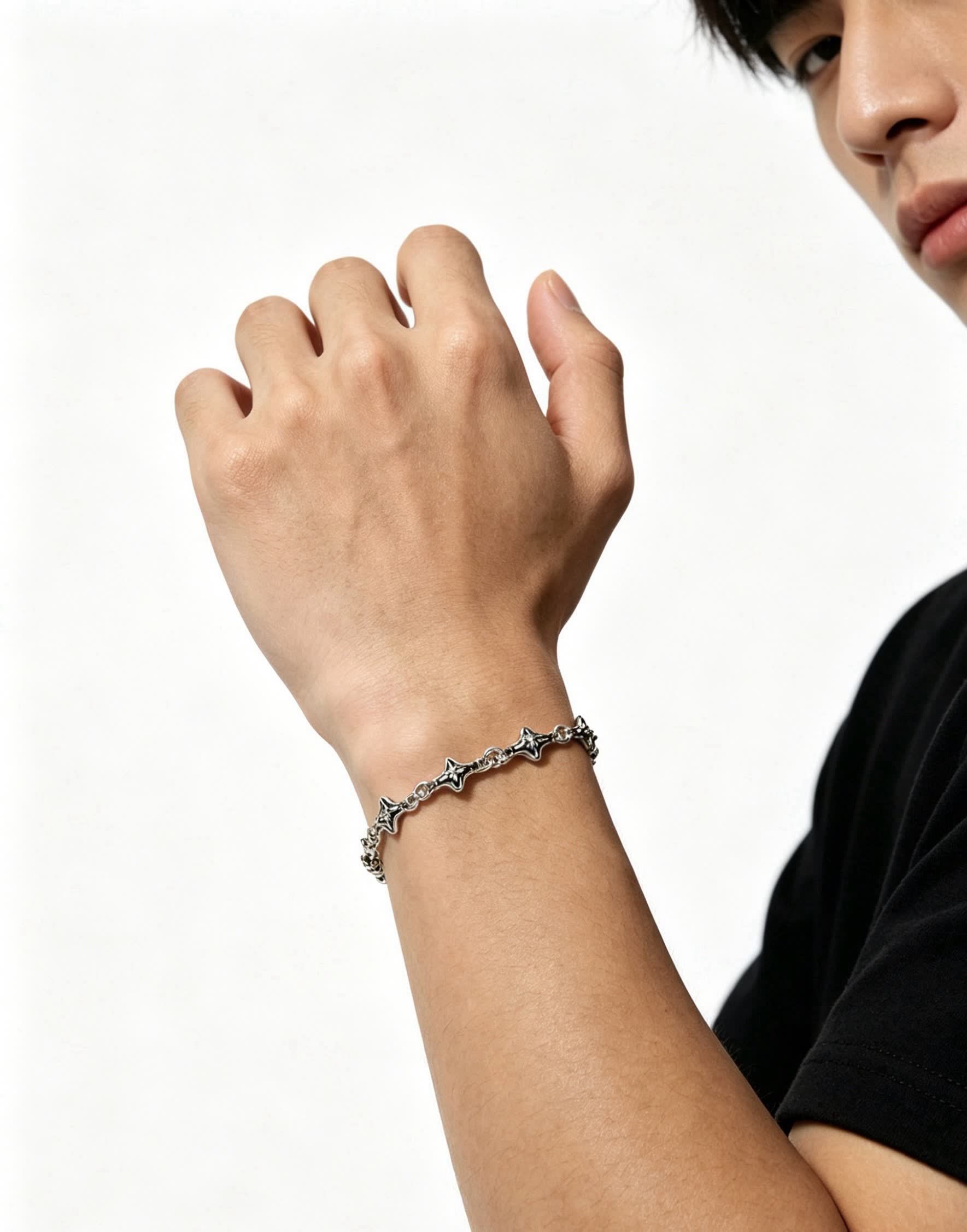 Chrome Hearts Sterling Silver Star Charm Bracelet